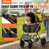 VEVOR Pet Stroller, 4 Wheels Dog Stroller Rotate with Brakes, 66 lbs Weight Capacity, Puppy Stroller with Detachable Carrier, Storage Basket and Pet P